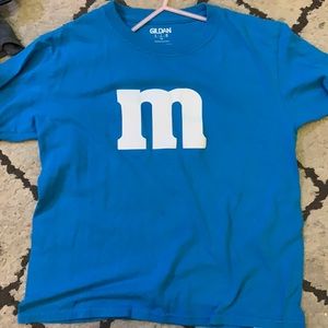Blue m and m tshirt